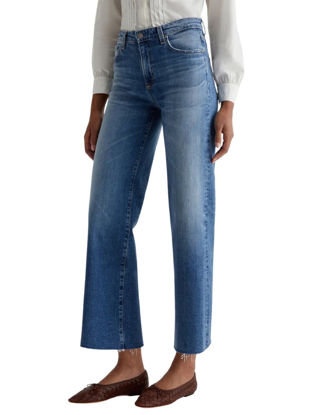 Ag Adriano Goldschmied Saige Wide-Leg Crop High Rise 16 Years Jeans in Blue Wash